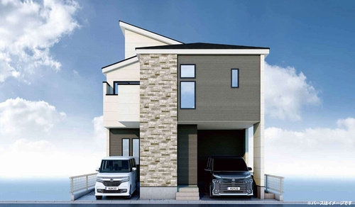 【外観】 | 【仲介手数料０円】茅ヶ崎市本村2期　新築一戸建て | 外観パース　茅ヶ崎市本村2期　新築一戸建て