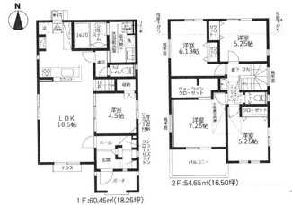 【間取り】 | 世田谷区砧7丁目  1号棟 | 5LDK　都市ガス　カップボード　網戸標準仕様　シャッター5箇所（1階3箇所は電動）付　玄関カードキー（FamiLock）　セカンド洗面　室内物干し　全居室収納　屋根裏収納　SIC　LDK18.5帖　