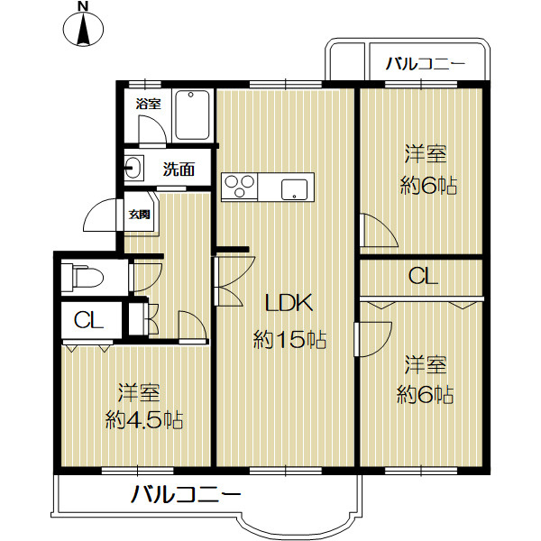 名谷１９団地８５号棟の間取り|3LDK、71.50㎡