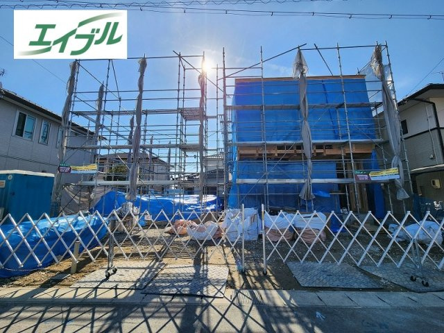 小牧市大字北外山　新築戸建　B棟の外観|名鉄小牧線「小牧口」駅まで徒歩３分。
太陽光発電システムあり。