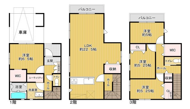 江戸川区平井７丁目　新築戸建て全2棟の間取り