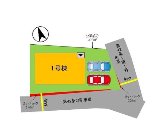 糸島市前原北４丁目第3-1棟（1号棟）の区画図|配置図