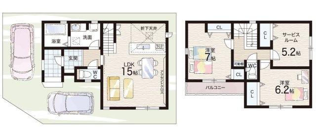 京都市伏見区小栗栖森本町　第1期　新築一戸建ての間取り|2号地