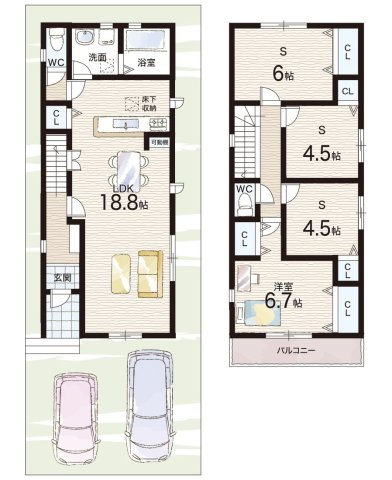 京都市伏見区久我森の宮町　第1期　新築一戸建ての間取り|3号地
