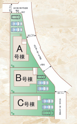 今宿東3丁目985番　A号棟の区画図