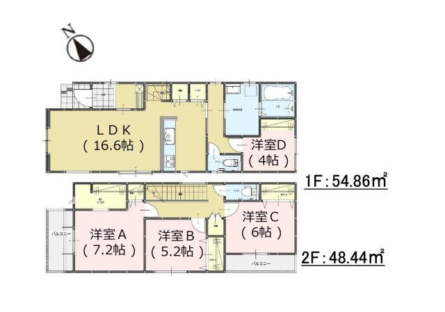 春日市白水ヶ丘2丁目第5-2棟（2号棟）の間取り|全居室収納付きで便利です。