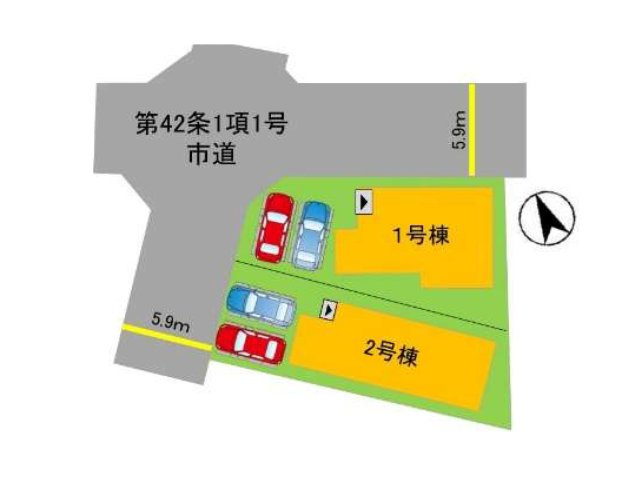 春日市白水ヶ丘2丁目第5-2棟（2号棟）の区画図|配置図（2号棟）