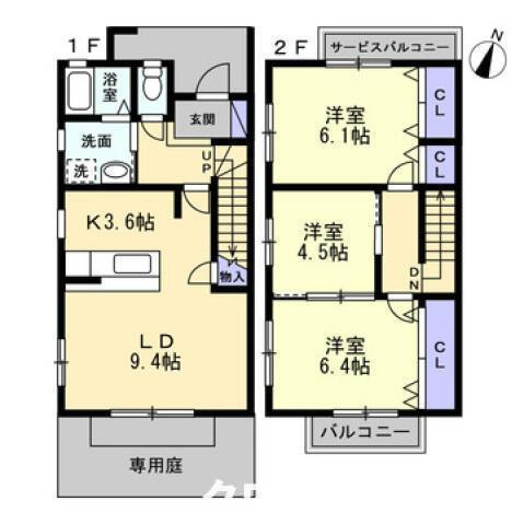 Ｍｕｓｅａ八幡Ｂの間取り|間取図