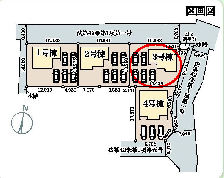 リーブルガーデンS  高崎箕郷町生原第7　3号棟の区画図|駐車場は5台付きです！来客時も重宝しますよ♪

