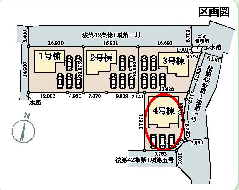 リーブルガーデンS  高崎箕郷町生原第7　4号棟の区画図|駐車場は3台付きです！来客時も重宝しますよ♪
