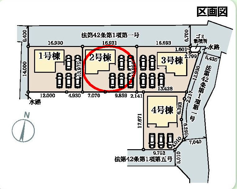 リーブルガーデンS  高崎箕郷町生原第7　2号棟の区画図|駐車場は5台付きです！来客時も重宝しますよ♪
