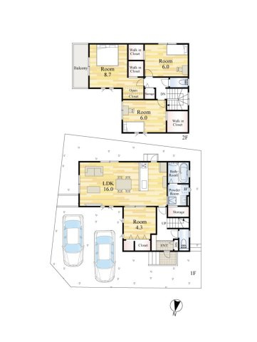 福岡市南区西長住2丁目第1-1棟（1号棟）の区画図|配置図（1号棟）