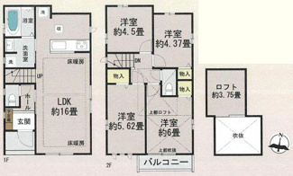 【区画図】 | 世田谷区喜多見3丁目 B号棟 | B号棟　南道路　南側約4.3ｍ公道　駐車1台（車種によります）　敷地面積27.7坪　※共用部分あり