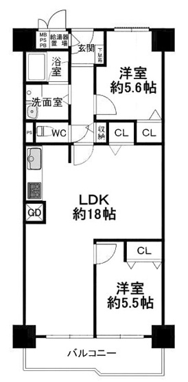 【間取り】 | 桂川ハイツ2号館 | 専有面積66.00㎡