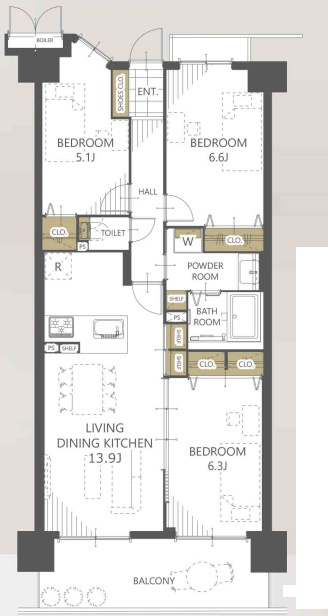 グレーシィ須磨アルテピアIII番街2期棟の間取り