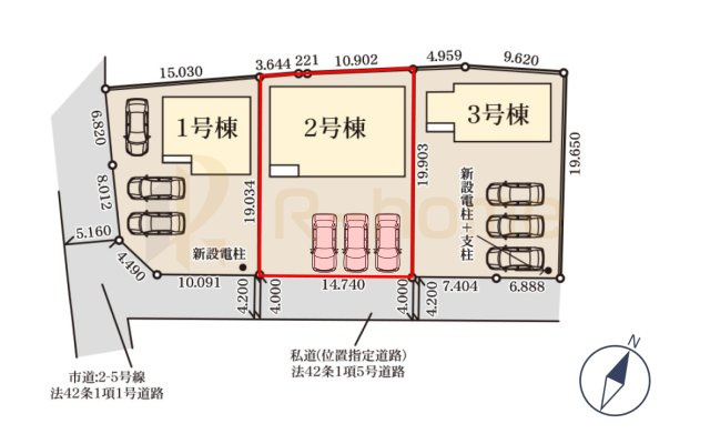 常陸大宮市中富町第3　新築戸建て　2号棟の区画図|大きなお買い物だからこそ、メリット・デメリットを伝えさせて頂きます。
R-homeにお任せください♪