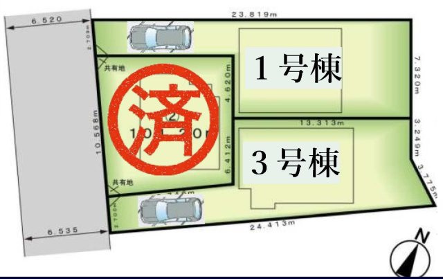 戸塚区平戸4丁目　条件なし売地　全3区画の土地図
