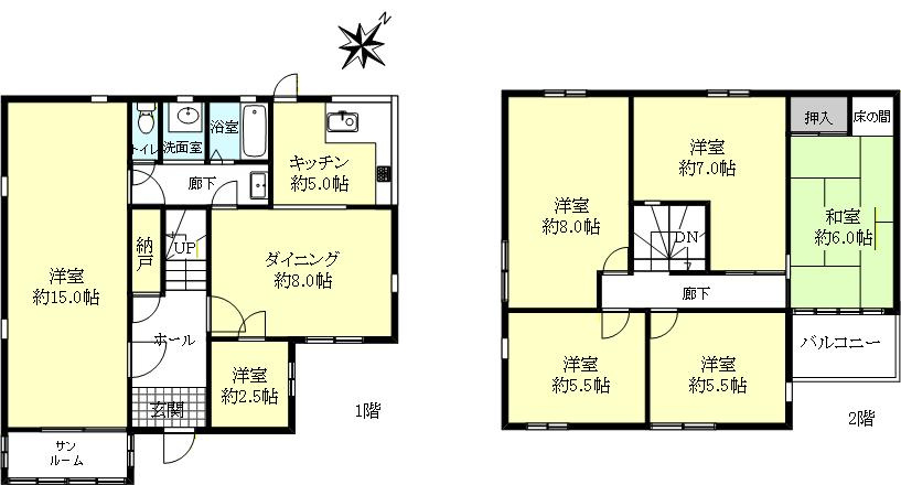 明石市北朝霧丘2丁目戸建の間取り