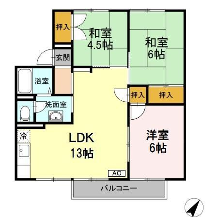 セジュール床波 B棟の間取り