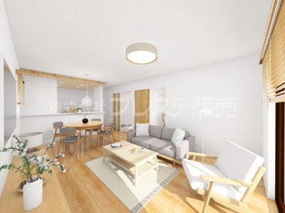 【居間・リビング】 | 奈良市川上町の新築一戸建 全２区画 | １号地リビング完成イメージ／ＬＤＫは広々１７帖！南向きですので、陽あたり良好です♪※モデルハウスあり