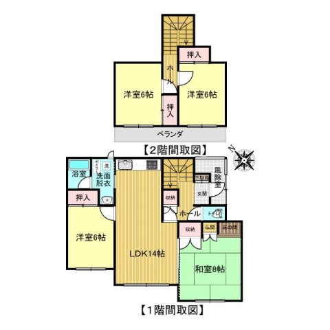【間取り】 | 北見市中ノ島町３丁目１３番７号　中古売家 | 【リフォーム後間取図】4LDK住宅です。1階2部屋、2階2部屋と使い勝手が良く全室南側に窓があり日当たり良好です。