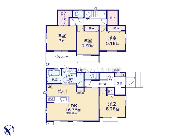 野田市桜台59番　新築戸建　A号棟の間取り|4LDK
