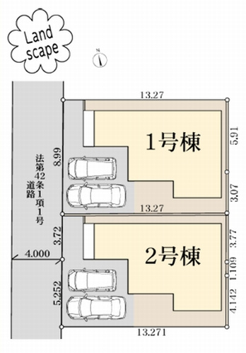 【区画図】 | 【仲介手数料０円】厚木市林2丁目第2　新築一戸建て　全2棟
