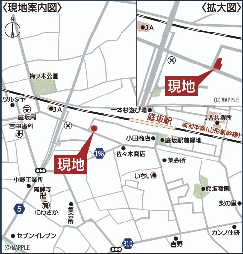 新築戸建・新築建売　福島市町庭坂第12　庭坂小・吾妻中の地図