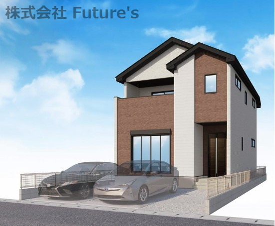 三郷市戸ケ崎1丁目　新築戸建　全4棟　4号棟の外観パース|並列2台駐車可能！周辺施設充実な戸ケ崎エリア