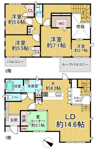 安城市篠目町井山戸建の間取り