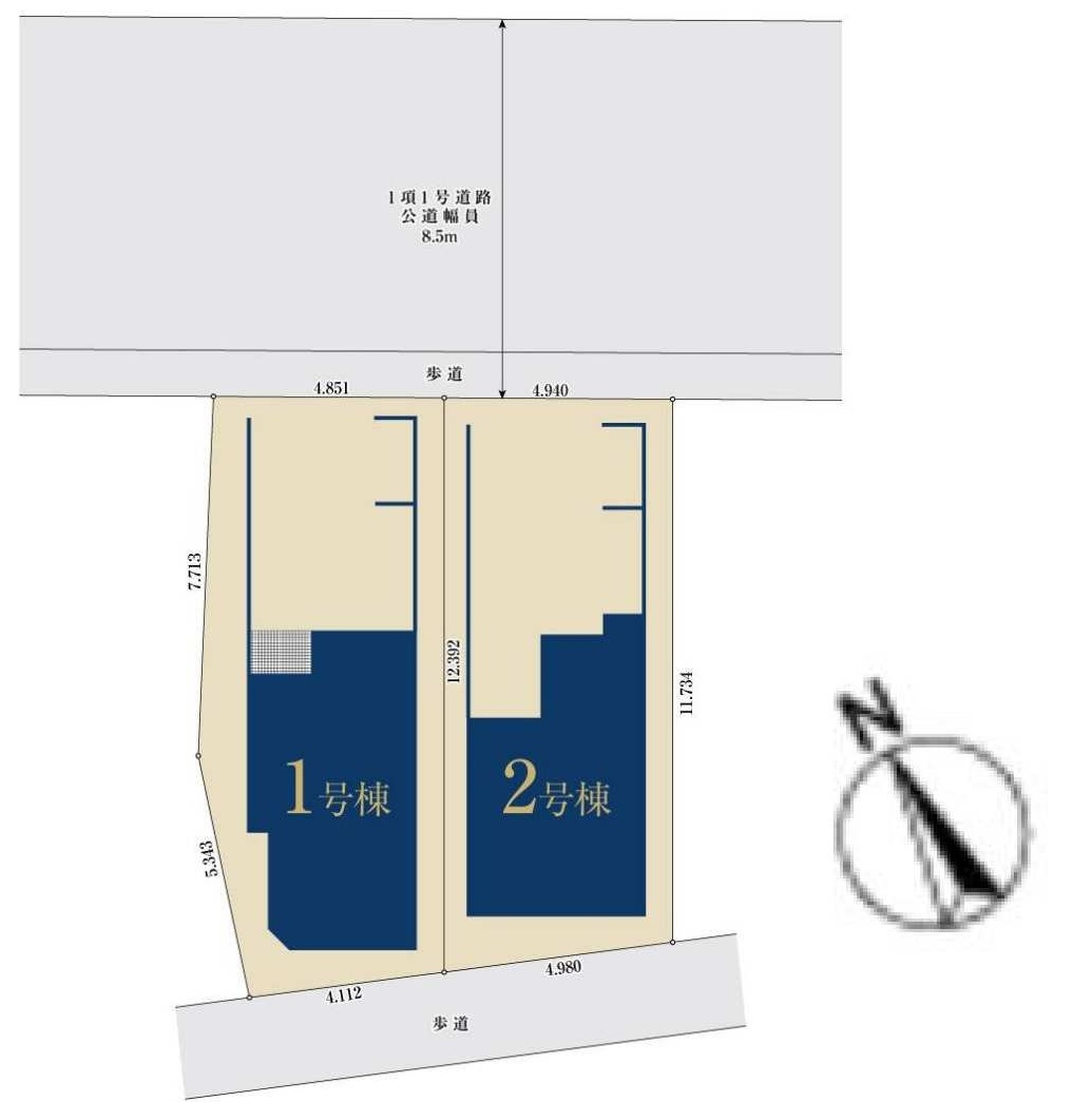 戸塚区舞岡町　新築戸建て　全2棟　第2の区画図