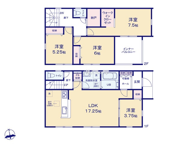 第1美浦村土屋　新築戸建の間取り