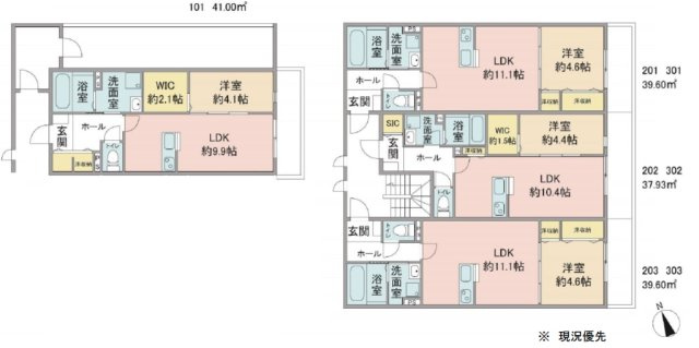 府中市白糸台３丁目のアパートの区画図