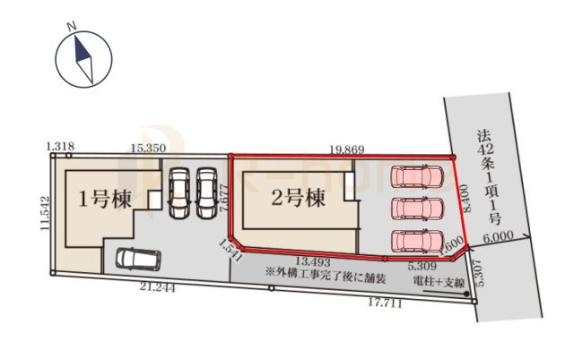 古河市大山第3　新築戸建て　2号棟の区画図|大きなお買い物だからこそ、メリット・デメリットを伝えさせて頂きます。
R-homeにお任せください♪