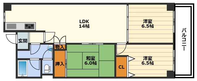 ローレルハイツ北天満A棟の間取り