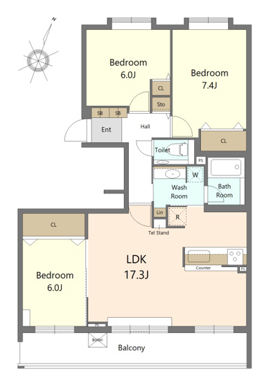【間取り】 | エクセルシオール菊水Ⅲ | 3LDK・オートロック付き・トランクルーム有り