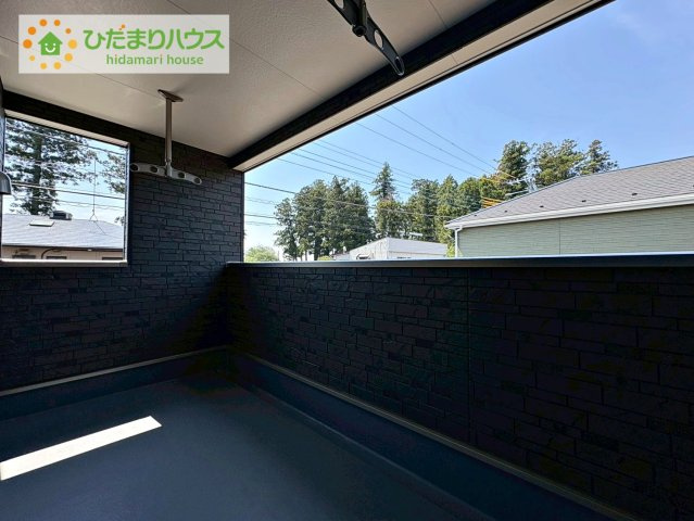 那珂市瓜連第14　新築戸建　6号棟のバルコニー|広々としたバルコニー。お洗濯物もぜーんぶ干せちゃいます！！