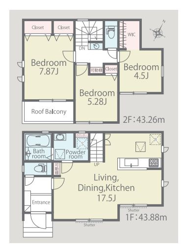 【間取り】 | 西東京市北町３丁目　新築戸建て | 3LDK・土地面積108.97ｍ2・建物面積87.14ｍ2