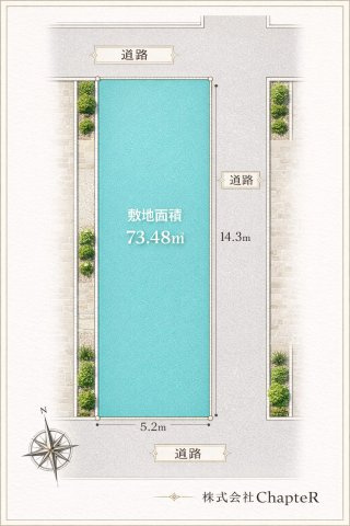 江東区東砂８丁目の建築条件付売地の土地図|南道路の整形地