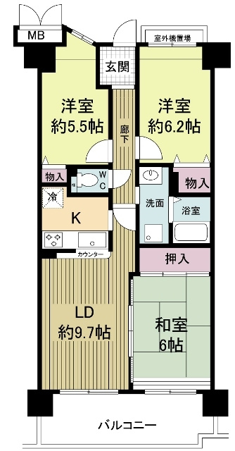 グレーシィ須磨アルテピアⅢ番街１期棟の間取り