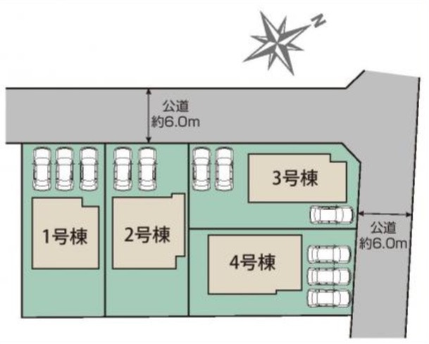 [新築住宅] 鶴ヶ島市羽折町 全4棟の区画図