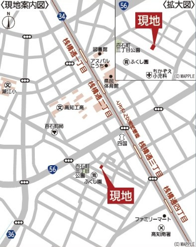 クレイドルガーデン高知市百石町 第1の地図