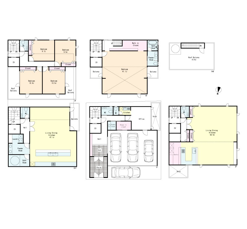 南麻布３丁目　有栖川宮公園南　売地の土地図＋建物プラン例