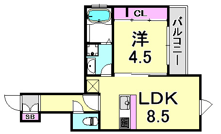 セジュール下山手通の間取り