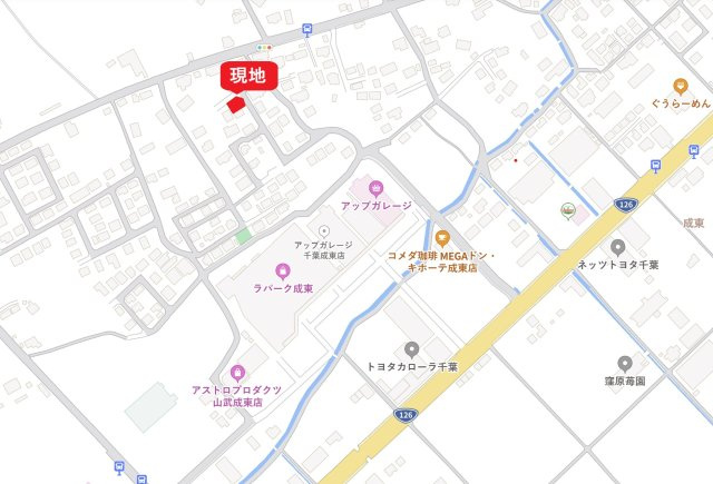 【MEGAドンキ徒歩３分】山武市成東限定１棟の地図