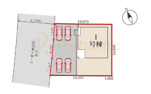 古河市駒羽根第8　新築戸建て　1号棟の区画図|大きなお買い物だからこそ、メリット・デメリットを伝えさせて頂きます。
R-homeにお任せください♪