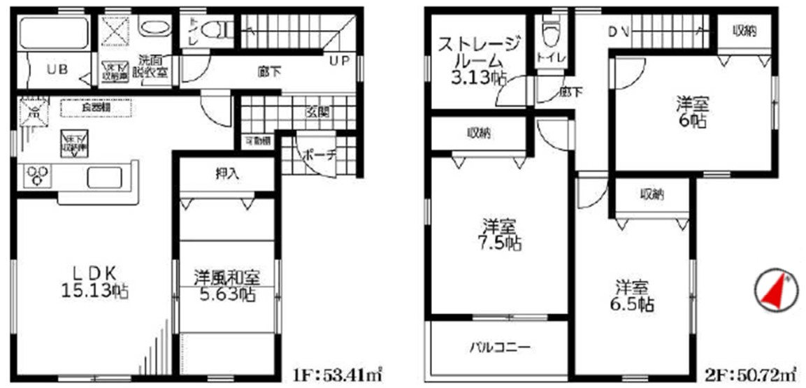 川越市山田　中古戸建ての間取り