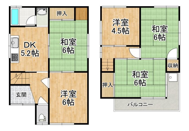 【間取り】 | 大阪狭山市東野中貸家