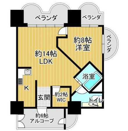【間取り】 | シーサイドサーフ御宿　12階　1LDK