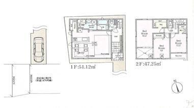 茅ヶ崎市浜竹3丁目　新築戸建　全４棟の間取り|南向き　３LDK